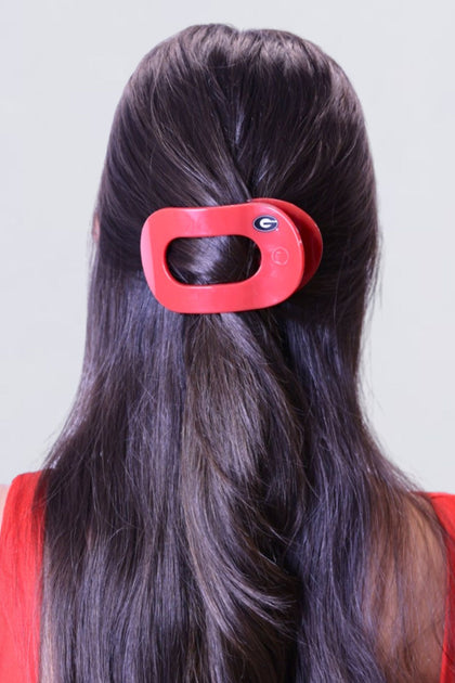 TELETIES - University of Georgia Medium Flat Round Hair Clip 2